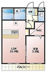 GRACIA新貝 1LDKの間取図画像