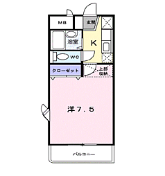 ヴェルジュ萩原 1Kの間取図画像