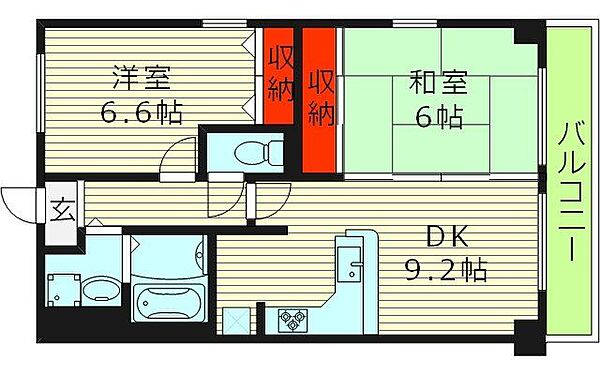 エーデルハイム ｜大阪府守口市橋波東之町１丁目(賃貸マンション2DK・1階・50.40㎡)の写真 その2