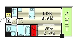ファステート東大阪バレーナ 2階1LDKの間取り