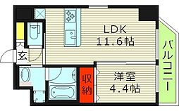 プレジオ都島本通 4階1LDKの間取り