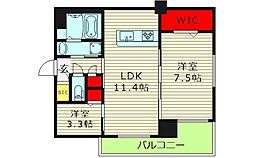 Moruan Residence 6階2LDKの間取り