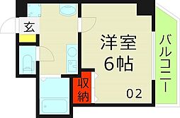 H2O今福　旧おおきに今福サニーアパートメント 3階1Kの間取り