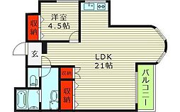 松永マンション 5階1LDKの間取り
