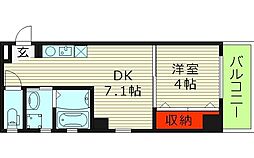 Ks’LANDMARK鶴見 7階1DKの間取り