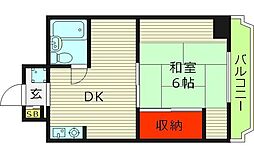 京橋マンション 3階1DKの間取り