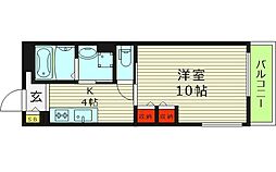 クリエオーレ諸福 2階1Kの間取り
