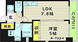 フォレスト蒲生 5階1LDKの間取り