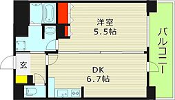 レークス大阪城イースト 8階1DKの間取り