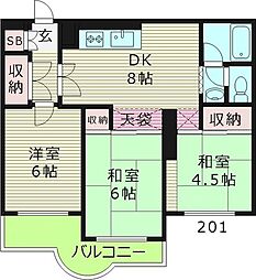 カルム新森 2階3LDKの間取り