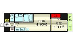 アーバンパーク新大阪 1LDKの間取図画像