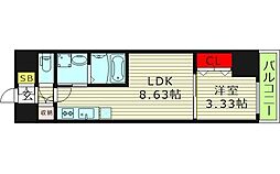 アーバンパーク新大阪 1LDKの間取図画像