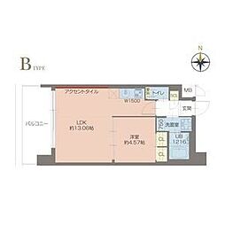 プレジオ玉造 1LDKの間取図画像