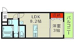 ステリア森ノ宮 1LDKの間取図画像