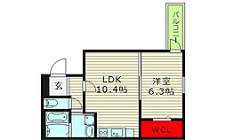大阪市鶴見区今津中5丁目アパート 1LDKの間取図画像