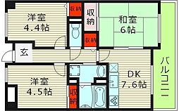 ラ・ピエール城東 3DKの間取図画像