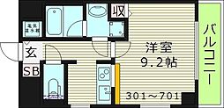 関目タウンビル ワンルームの間取図画像