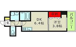 GARDENIA城東 1DKの間取図画像