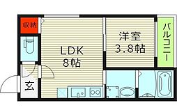 サフィールロジェ大阪城公園 1LDKの間取図画像