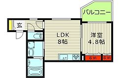 クリエオーレ生江2 1LDKの間取図画像