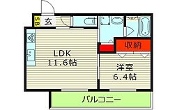 RIHITO鶴見 1LDKの間取図画像