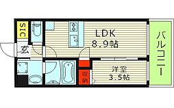 スプランディッド玉造 1LDKの間取図画像