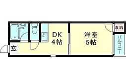 ミヤックス千林 1DKの間取図画像
