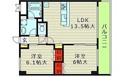エルシェ柳本 2LDKの間取図画像