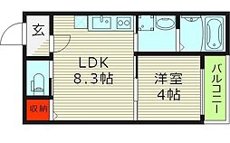 サフィールロジェ大阪城公園 1LDKの間取図画像
