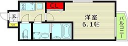 エスリードレジデンス大阪桜ノ宮 1Kの間取図画像