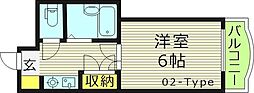 メゾン・エスポアール京橋1番館 1Kの間取図画像