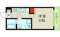 Valenti中道 1Kの間取図画像