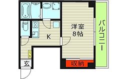 クイーンライフ東今里 1Kの間取図画像