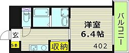 ヒルズ桜宮 1Kの間取図画像