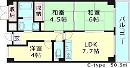 サンハイム今福 3DKの間取図画像