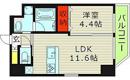 プレジオ都島本通 1LDKの間取図画像
