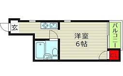 リバティー御幸 1Kの間取図画像