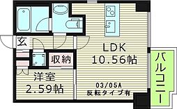 ドリームネオポリス桜ノ宮 1LDKの間取図画像