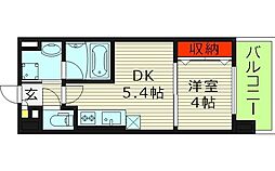 LaCASA京橋 1DKの間取図画像