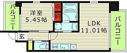 プレジオ城東中央 1LDKの間取図画像