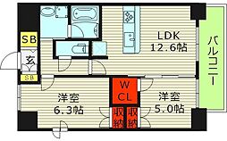 グランドレッセ今里 2LDKの間取図画像