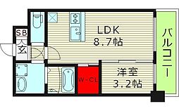プレサンス桜ノ宮イーサリアル 1LDKの間取図画像