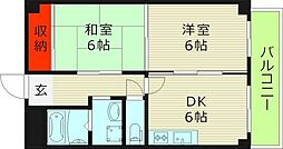 カィンド諏訪 2DKの間取図画像