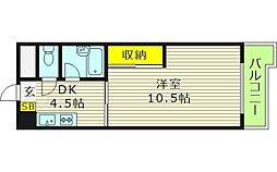 東洋プラザ高倉 1DKの間取図画像