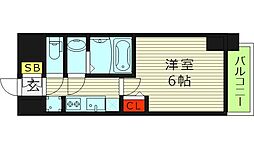プレリス大阪今里サヴィア 1Kの間取図画像