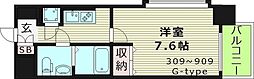 レジュールアッシュ大阪城ノルド 1Kの間取図画像