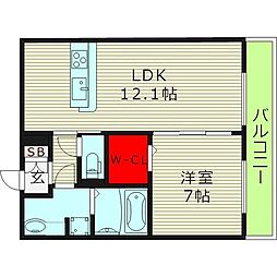 リアン・セジュール 1LDKの間取図画像