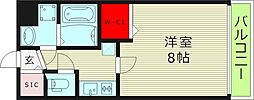 LINX大阪城イーストレジデンス 1Kの間取図画像