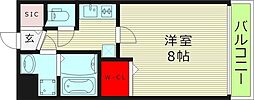 LINX大阪城イーストレジデンス 1Kの間取図画像