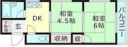 東洋プラザ野江2 2DKの間取図画像